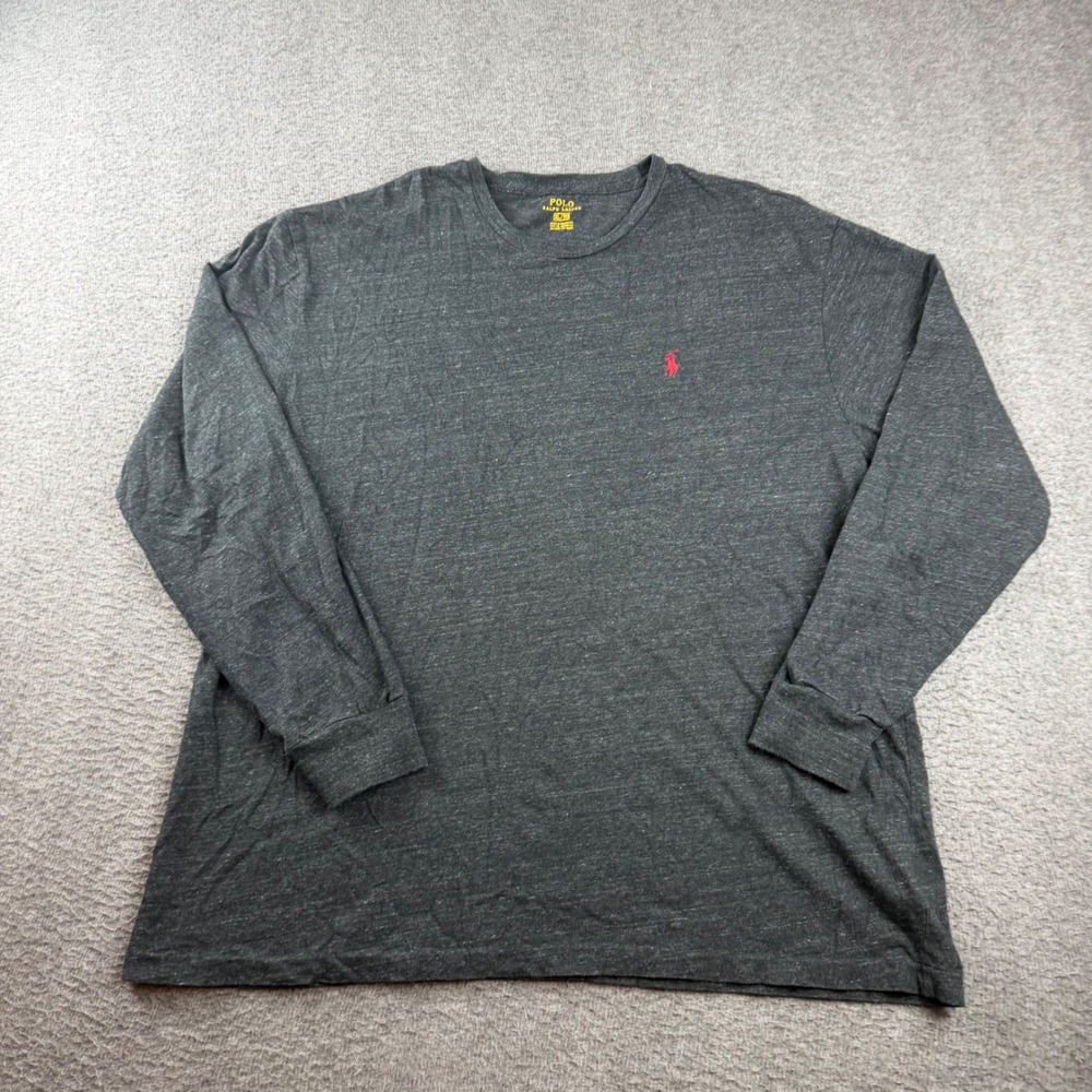 Polo Ralph Lauren T-Shirt Men's XL Gray Long Sleeve Heathered Pony Logo